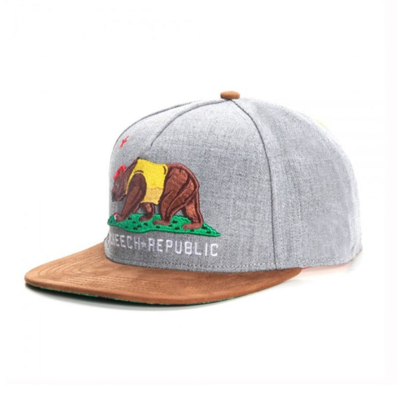 Trendy flat brimmed snapback hats cheech republic cap cartoon bear