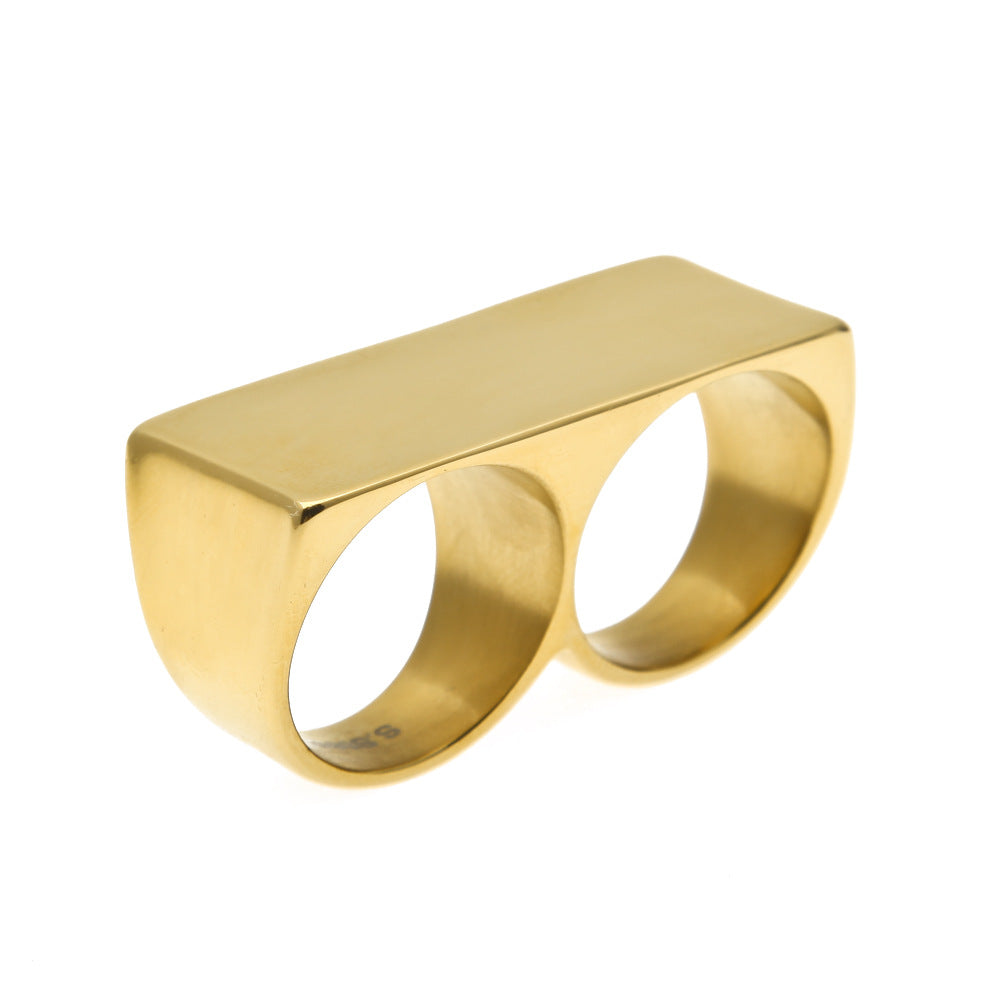Rings Double Finger Stainless Steel Ring Vintage St. Valentine's Spectrum