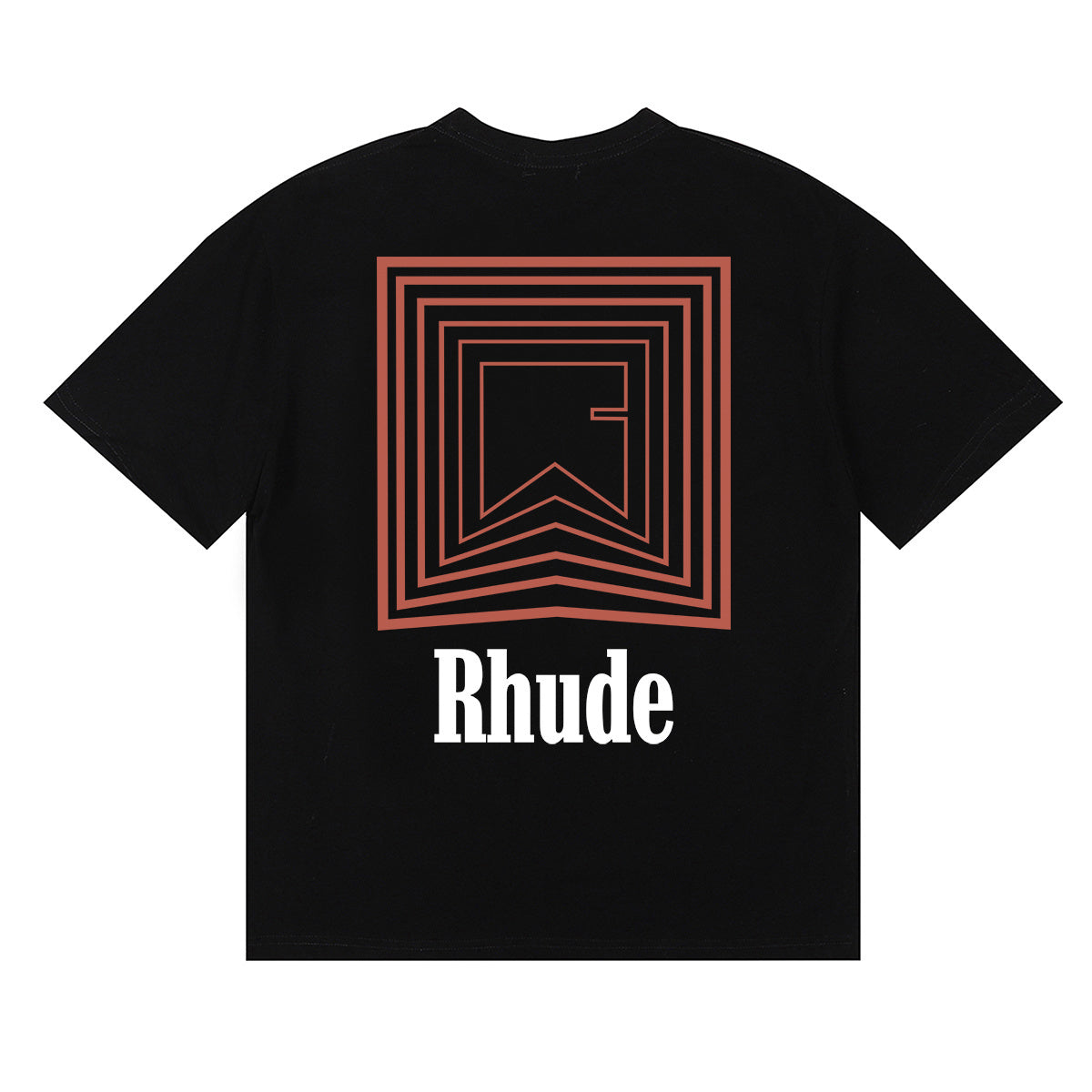 Rhude T Shirts Chevron Red Printed Cotton Casual Short Sleeve Men and Women
