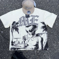 Mixed Emotion T-Shirt Alien Print Diamond Casual Loose Short Sleeve T-Shirt