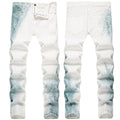Mens Fashion Jeans Blue ink splash 1321#