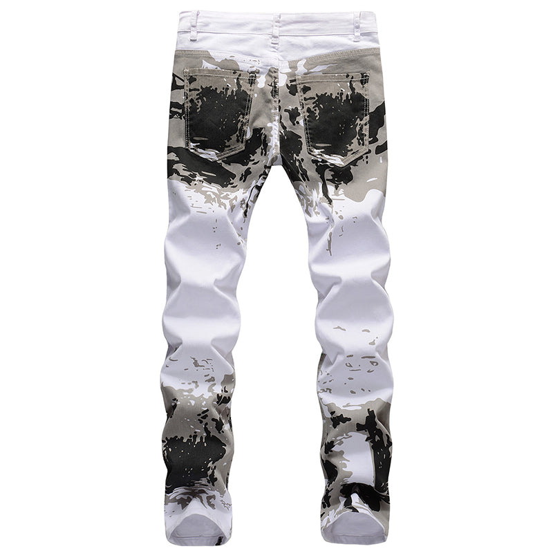Mens Fashion Jeans White camouflage 5602#