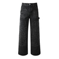 Mens trendy purple jeans, 100% cotton  Jeans Rhinestones #104