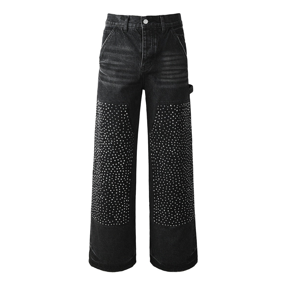 Mens trendy purple jeans, 100% cotton Rhinestones #104