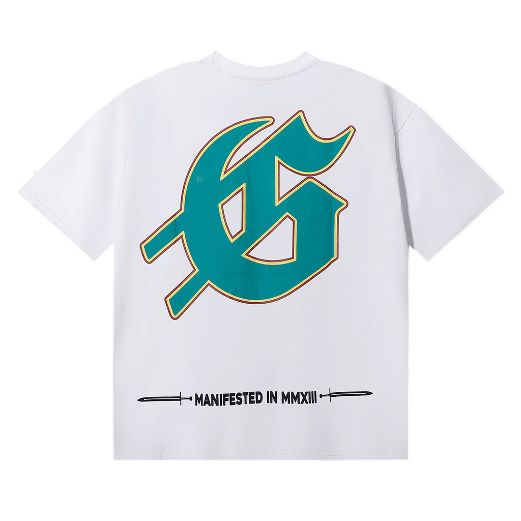 Godspeed T Shirts Speedboat Shark Print Cotton Crew Neck Short Sleeve Men and Women
