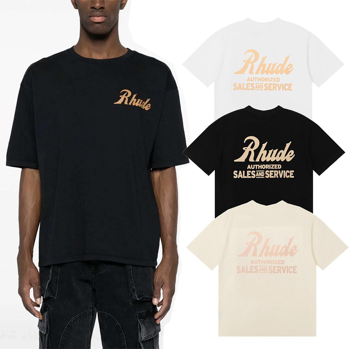Rhude T Shirts Letter Printed Cotton Casual Short Sleeve Men and Women