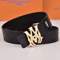 Amiri Belt Black cross pattern Golden deer logo