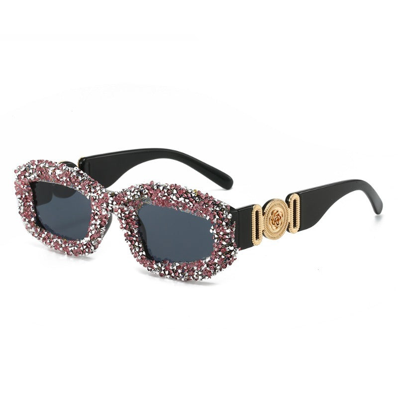Trendy punk glasses diamond square