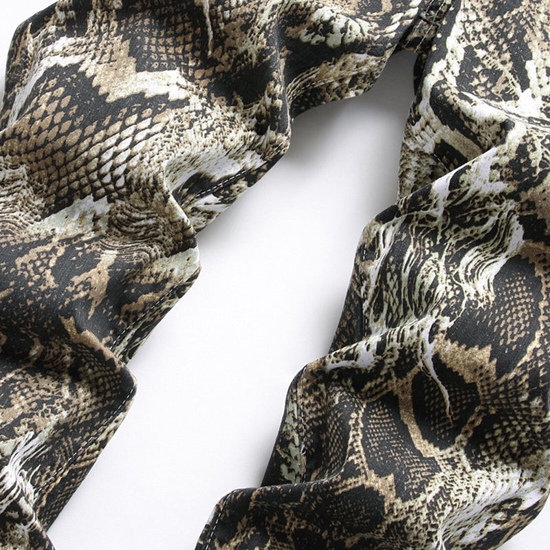 Mens Fashion Jeans Wrinkled snake pattern 583#