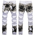 Mens Fashion Jeans White camouflage 5602#