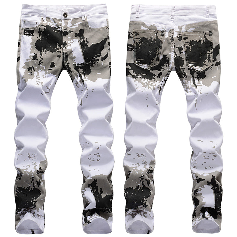 Mens Fashion Jeans White camouflage 5602#