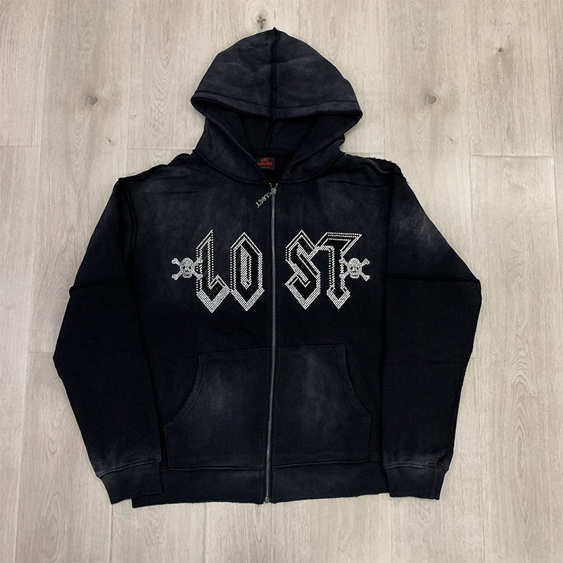 Lost intricacy Hoodie rhinestones