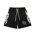 Mixed Emotion Shorts Flame Print Mesh Sports Quick-Drying Basketball Pants Mesh Pants