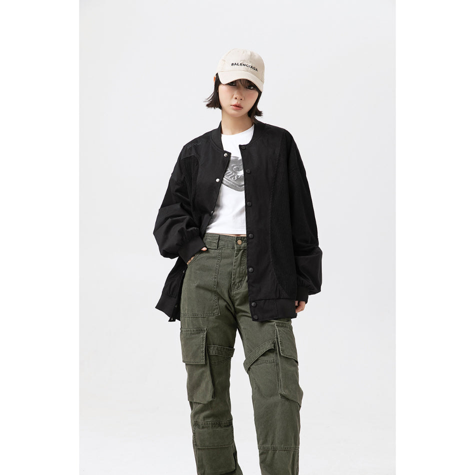 Unisex Jacket Retro Patchwork Baseball Jacket Coat