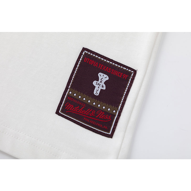 Travis Scott T Shirts x Mitchell x Ness SS24 UNIVERSITY OF ALABAMA LOGO printed lettering short sleeves