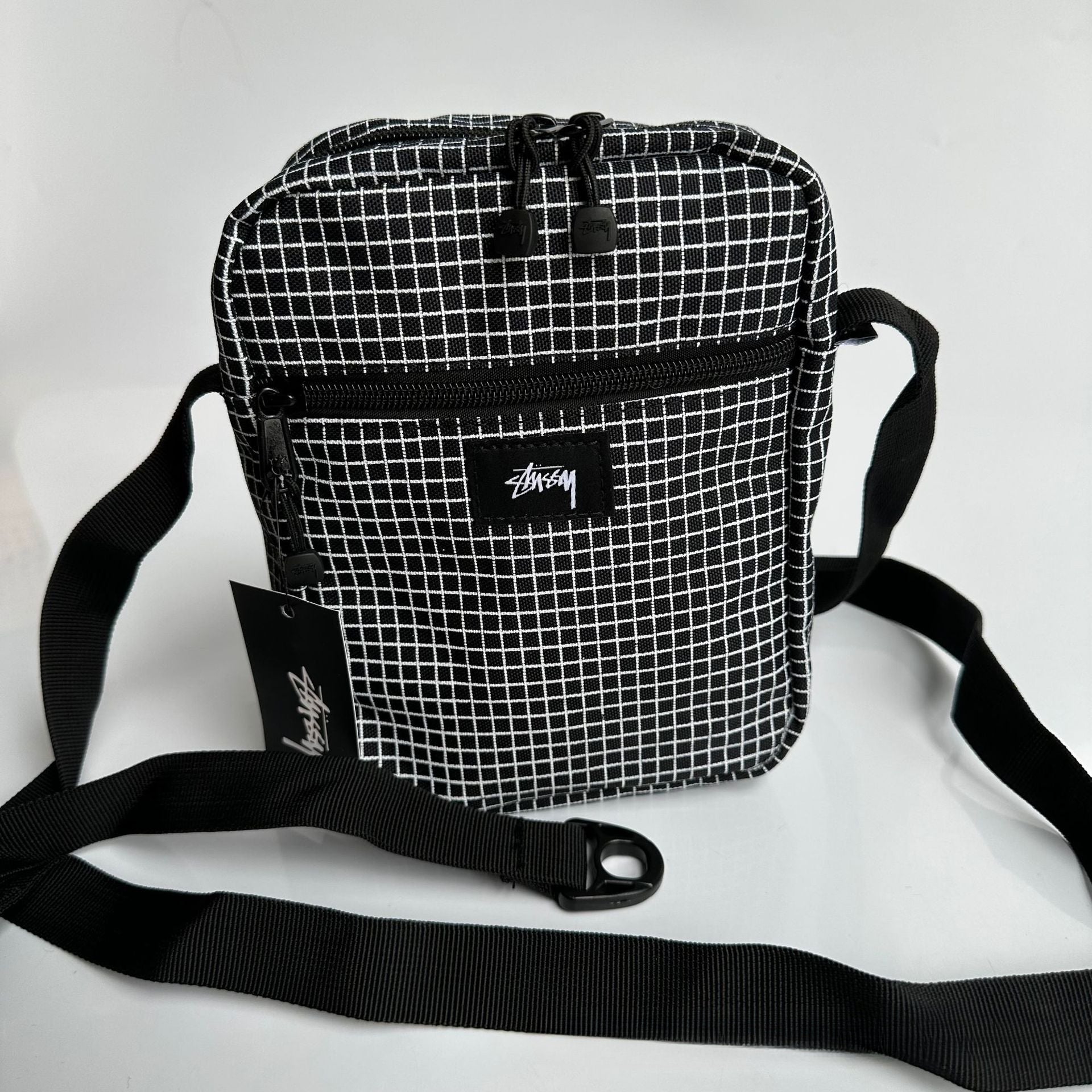 Mens Stussy Bag STUY Men's Plaid Vertical Shoulder Crossbody Bag