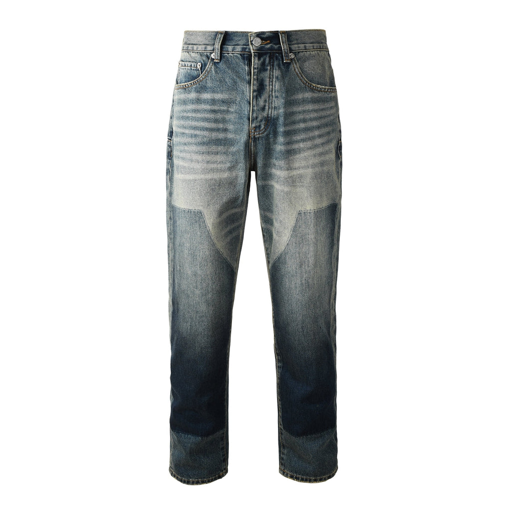 Mens trendy purple jeans, 100% cotton High Street Distressed