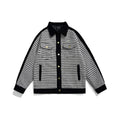 Unisex Jacket Retro Patchwork Polo Collar Jacket Loose Couple Coat