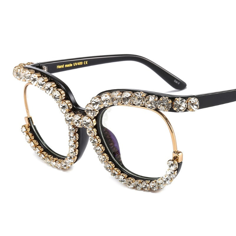 Trendy punk glasses diamond sunglasses