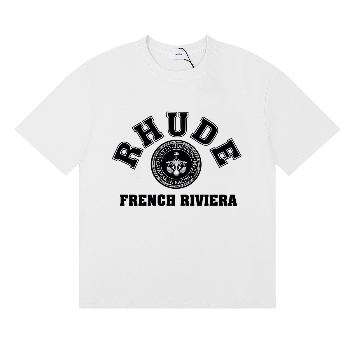 Rhude T Shirts French Cote d'Azur Printed Cotton Casual Short Sleeves Men and Women