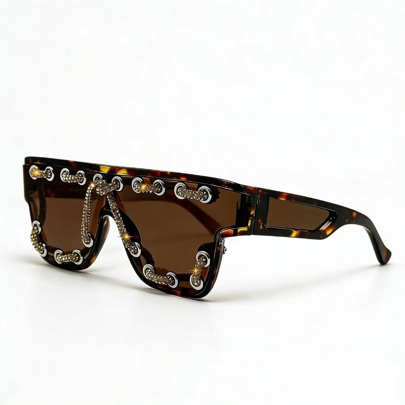 Trendy punk glasses sparkling diamond retro