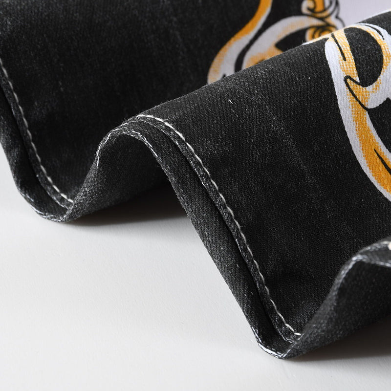 Mens Fashion Jeans Flame Print 584#