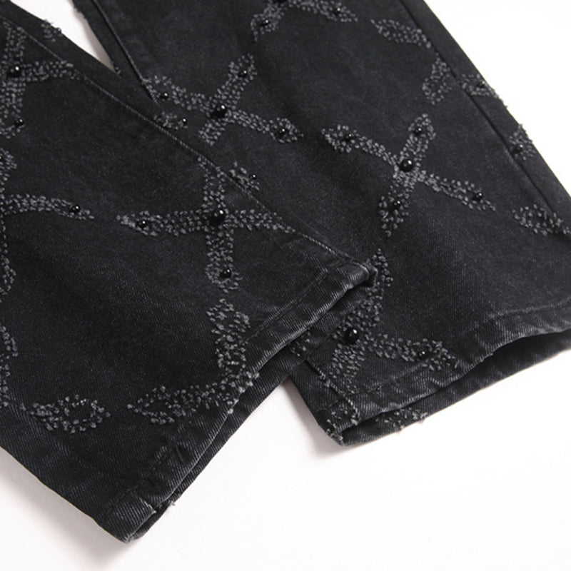 Mens Fashion Jeans Chain embroidery S8261#
