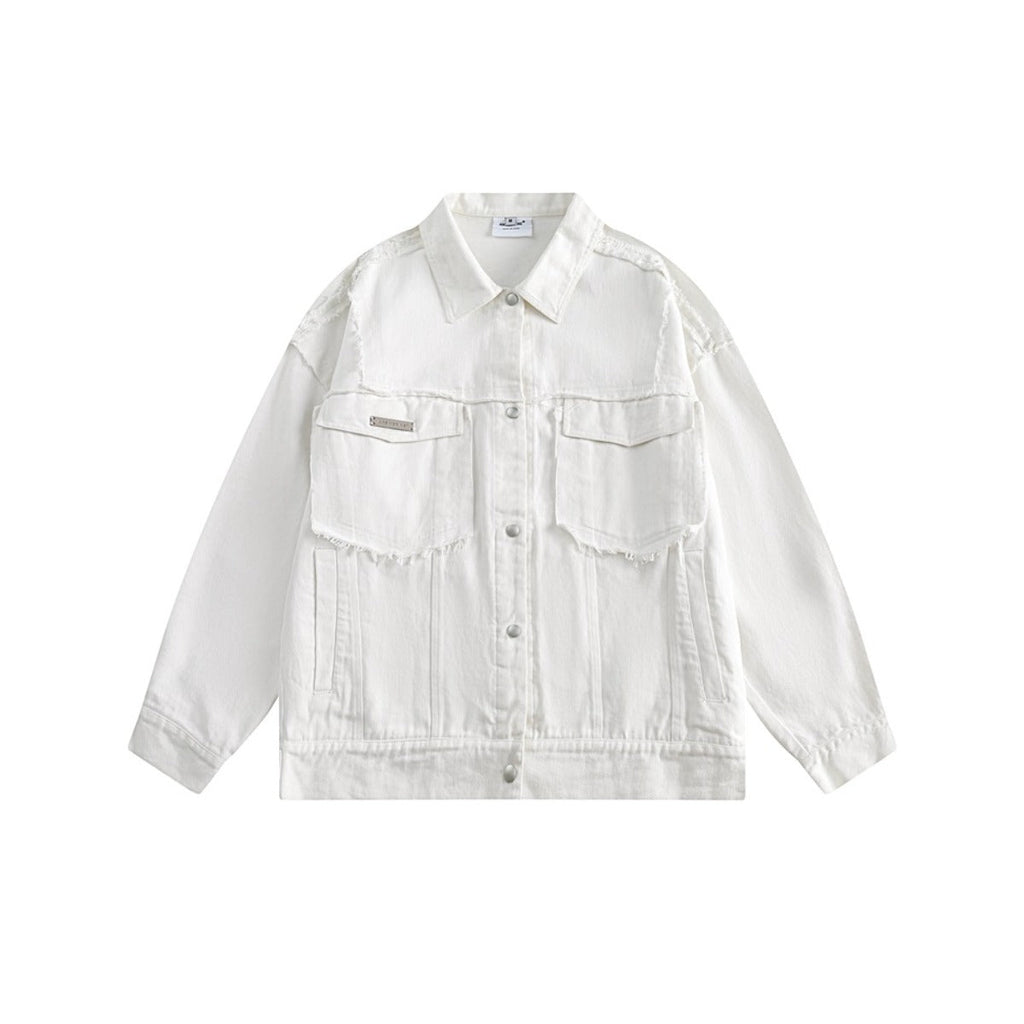 Unisex Jacket Retro Washed Casual Jacket Turn-down Collar Coat
