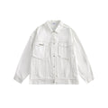 Unisex Jacket Retro Washed Casual Jacket Turn-down Collar Coat