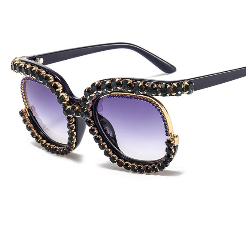Trendy punk glasses diamond sunglasses