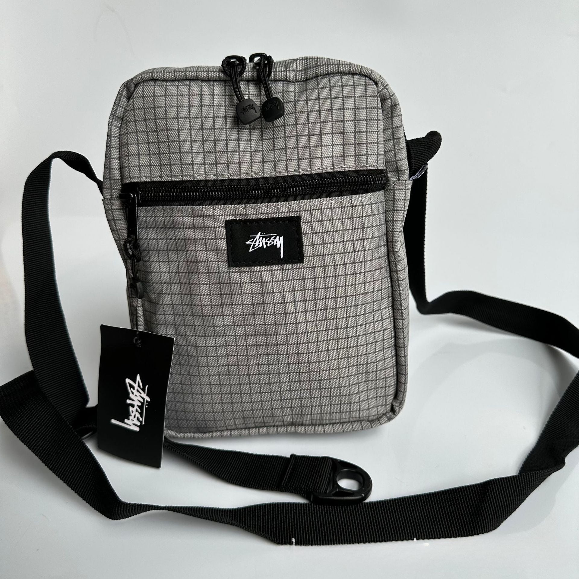 Mens Stussy Bag STUY Men's Plaid Vertical Shoulder Crossbody Bag