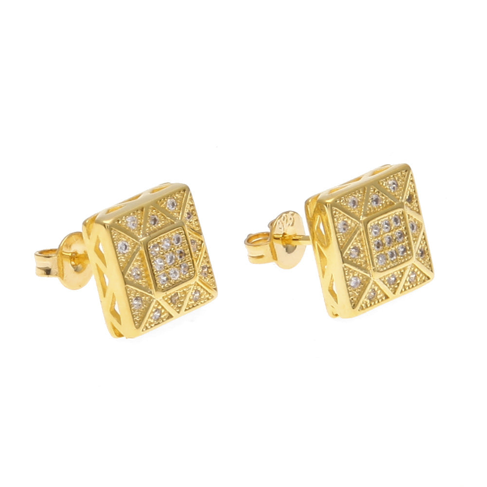 Earrings Zircon Square Earrings Spectrum rapper