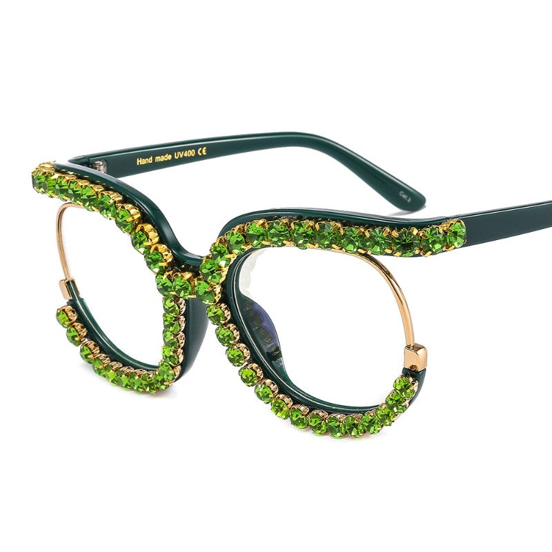 Trendy punk glasses diamond sunglasses