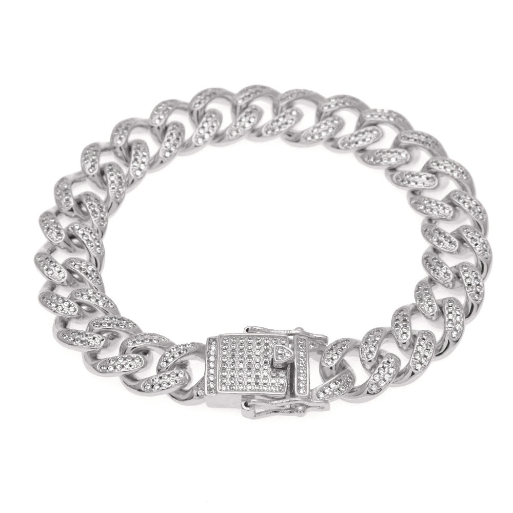 Bracelet Hip Hop Bracelet Full Diamond Gold Cuban Bracelet Spectrum St. Valentine's