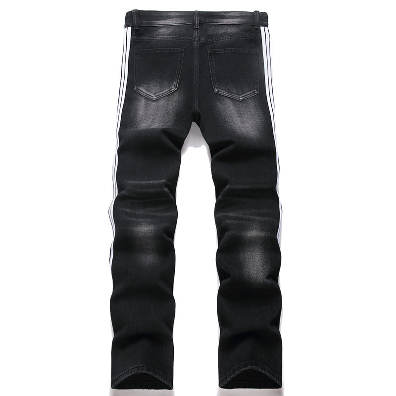 Mens Fashion Jeans White stripes 5725#