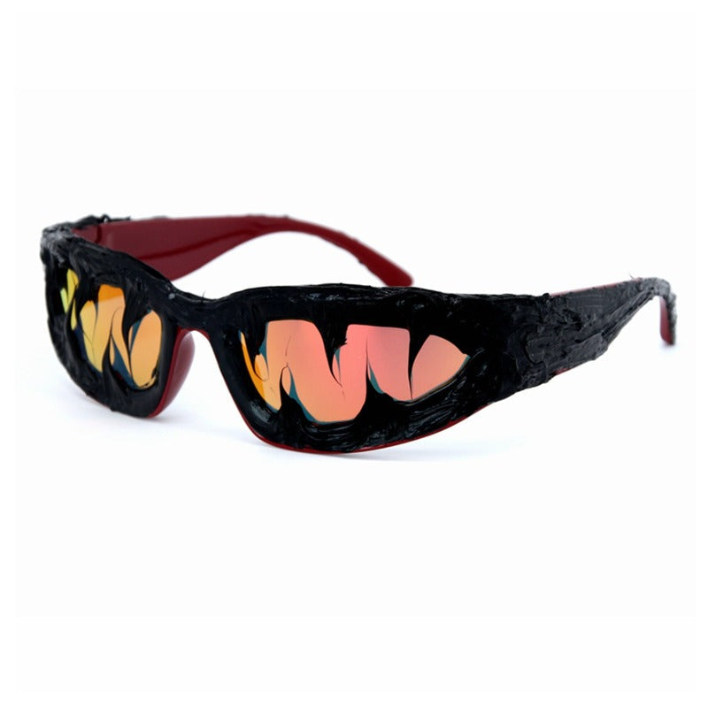 Trendy punk glasses shark teeth glue