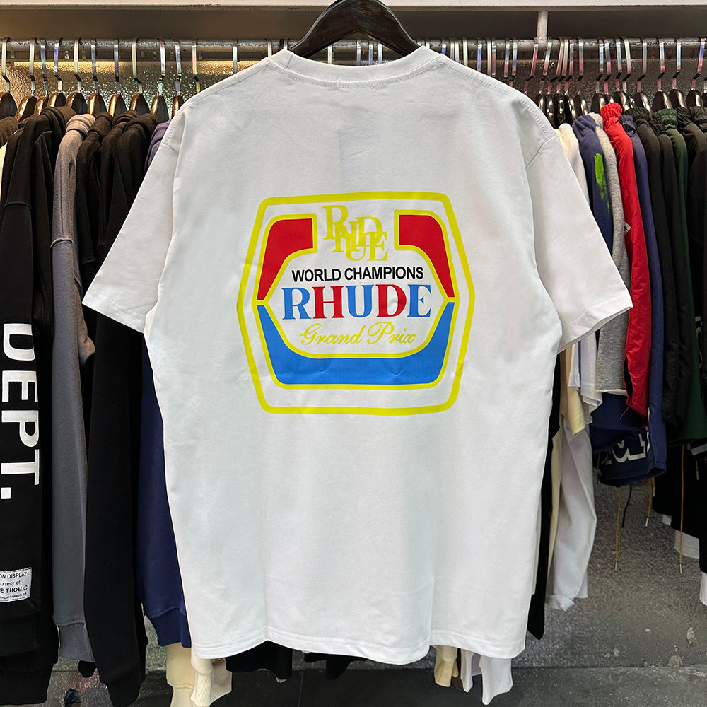 Rhude T Shirts Printed Cotton Loose Short Sleeves Men and Women