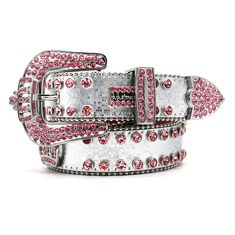 Hip-hop punk rhinestone belt rhinestone crown belt