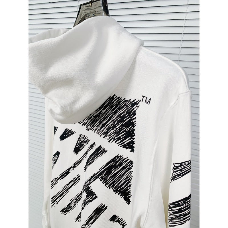 OW hoodie sketch arrow pattern hooded