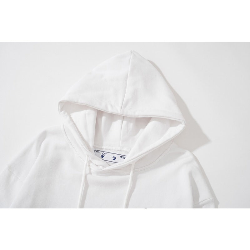 OW  hoodie红色渐变箭头图案连帽
