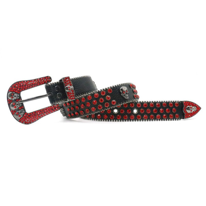Hip-hop punk rhinestone belt skull punk full of diamonds