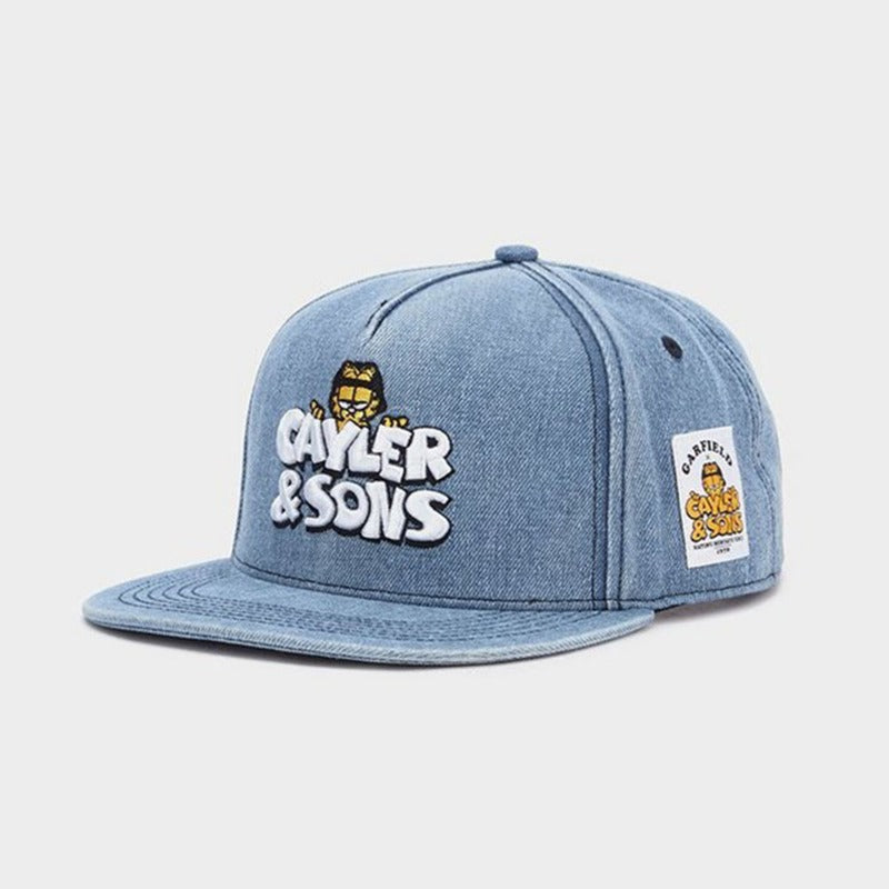Trendy flat brimmed snapback hats cowboy cartoon cat adjustable