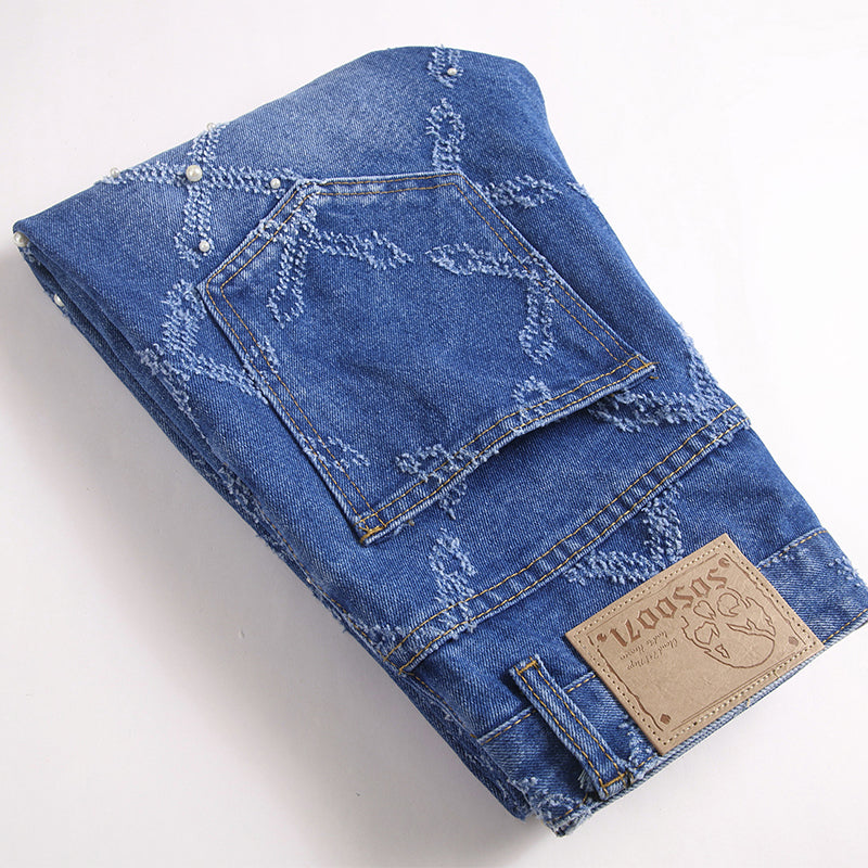 Mens Fashion Jeans Chain embroidery S8261#