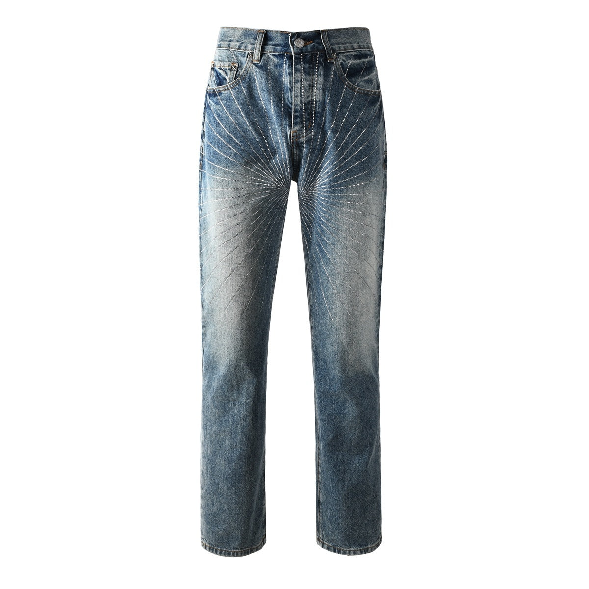 Mens trendy purple jeans, 100% cotton Rhinestones #9138
