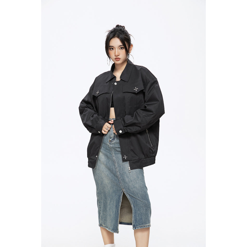 Unisex Jacket Spring and Autumn Retro Lapels Jacket Overalls