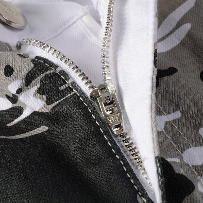 Mens Fashion Jeans White camouflage 5602#