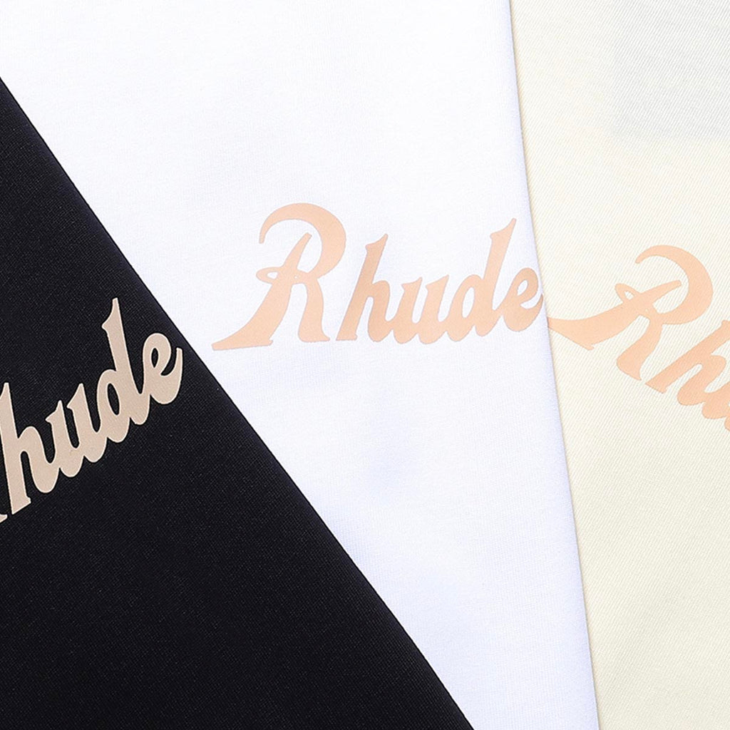 Rhude T Shirts Letter Printed Cotton Casual Short Sleeve Men and Women