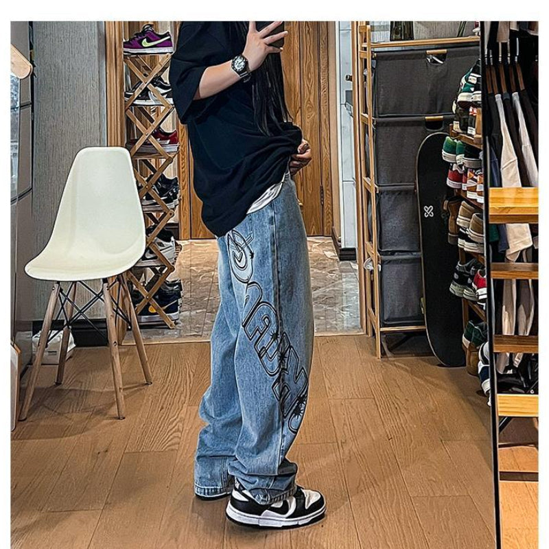 Men Jeans Vintage Brown Jeans Oversize Overalls