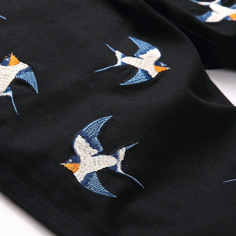 Mens Fashion Jeans Birdprint embroidery 5707#