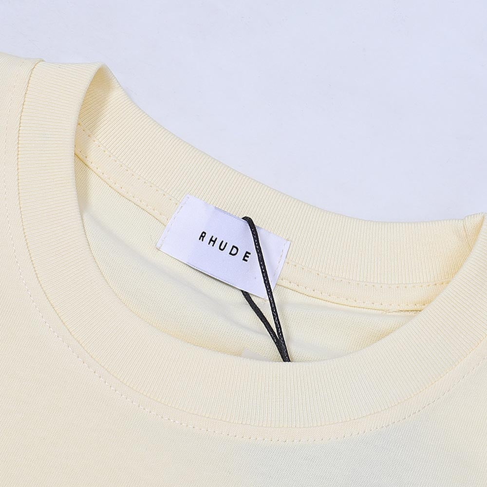 Rhude T Shirts Solid Color R Letter Printing Cotton Casual Short Sleeve Men and Women